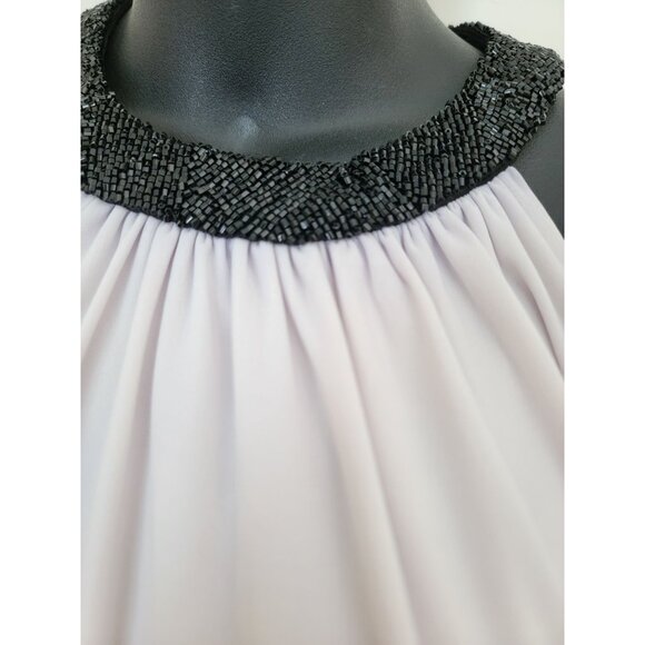 LAUREN Ralph Lauren Evening Black/White Maxi Halter Dress Beaded Neckline Sz 10 - Picture 4 of 9